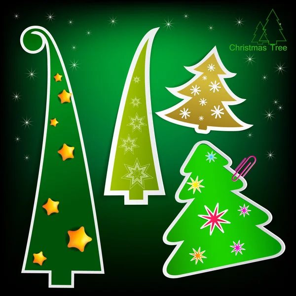 Set of stylish paper christmas trees. — Stock Vector