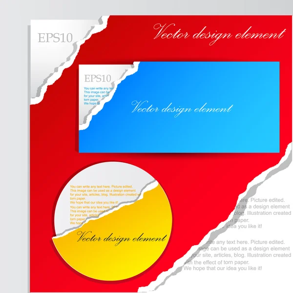 Bannières en papier coloré pour le texte — Image vectorielle