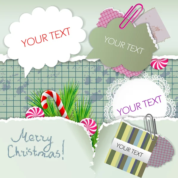 Pequenas notas coloridas com espaço para texto. Design de Natal —  Vetores de Stock