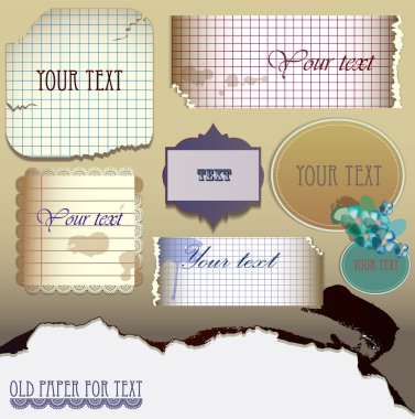 Vector set: Old paper for text. Vector Illustration clipart