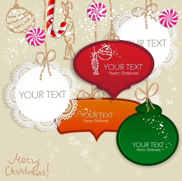 Färgglada små lappar med utrymme för text. jul design — Stock vektor
