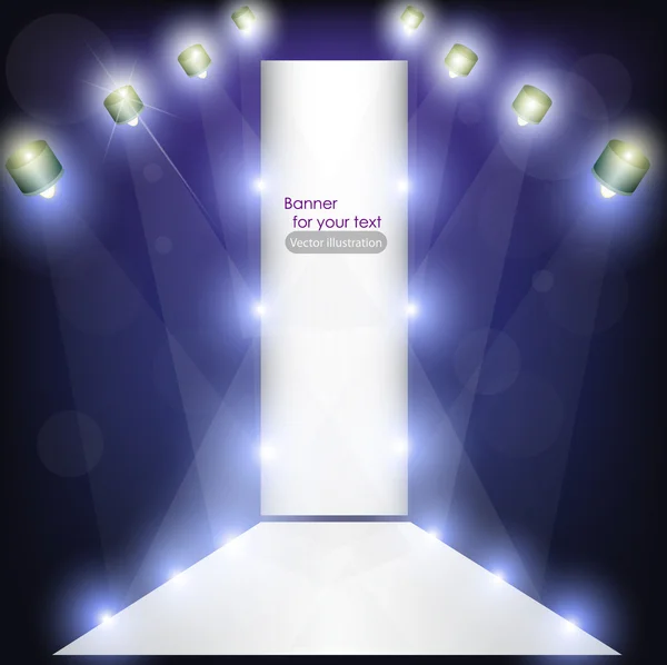 Pódio vazio para publicidade de produtos com iluminação — Vetor de Stock