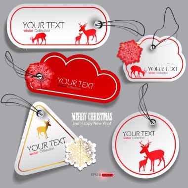 Set of winter bubbles, stickers, labels, tags. Vector illustrat clipart