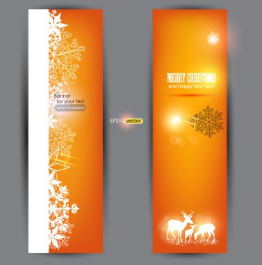 Elegant Christmas banners with deers. Vector Illustration with p clipart