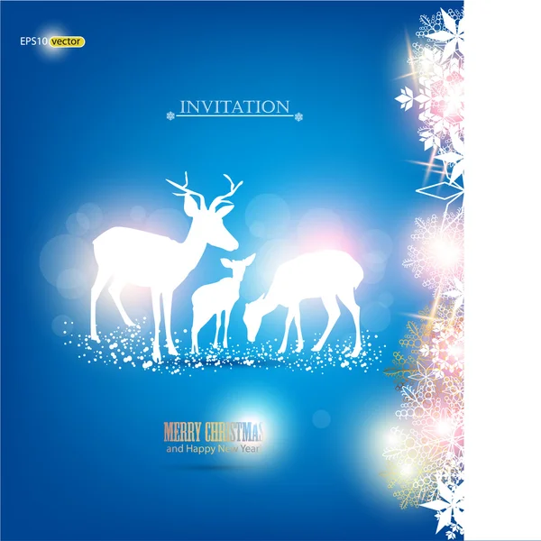 Elegant Christmas background with deers. Vector Illustration wit — Stock Vector