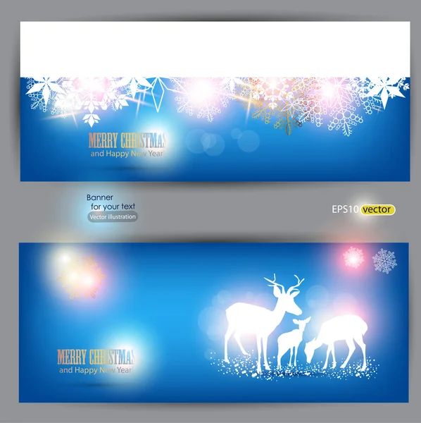 Елегантні різдвяні банери з оленями. Векторна ілюстрація з p — стоковий вектор