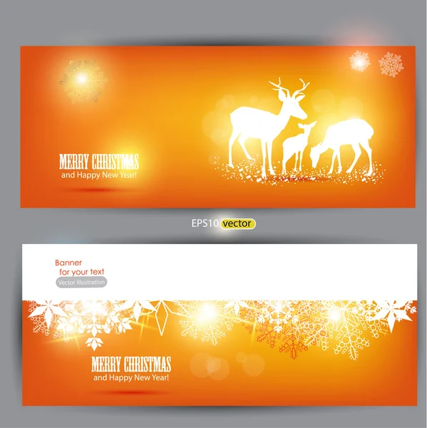Elegant Christmas banners with deers. Vector Illustration with p — Stock Vector