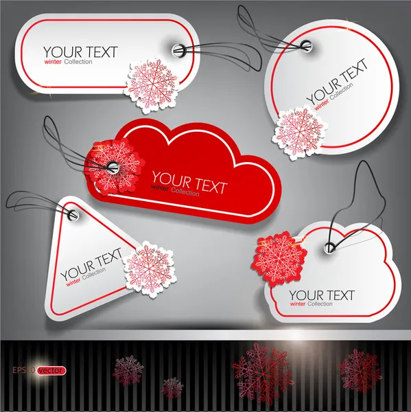 Set van winter bubbels, stickers, etiketten, tags. vector illustrat — Stockvector