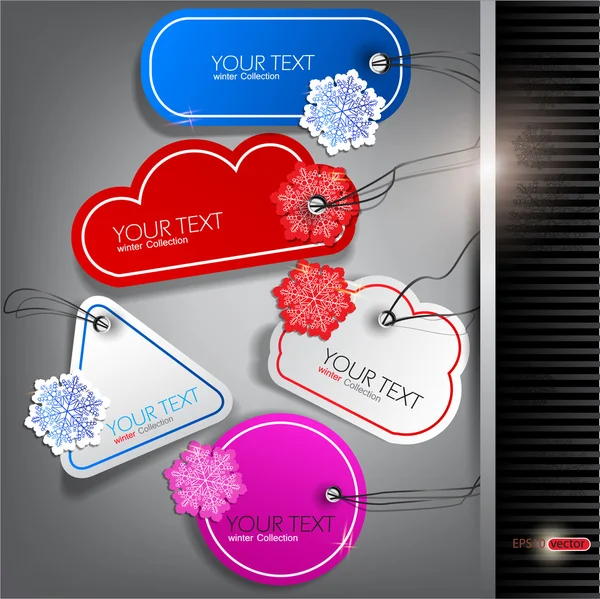 Set of winter bubbles, stickers, labels, tags. Vector illustrat — Stock Vector