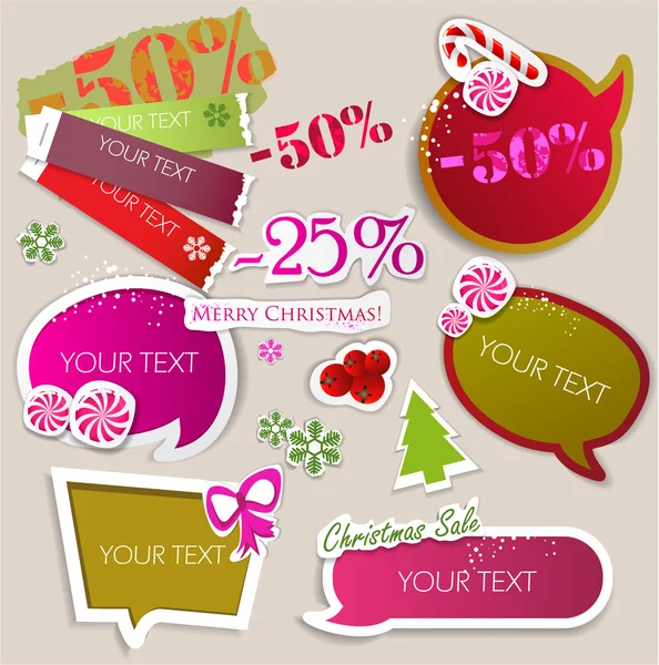 Papírové bubliny pro řeč. vánoční prodej — Stockový vektor