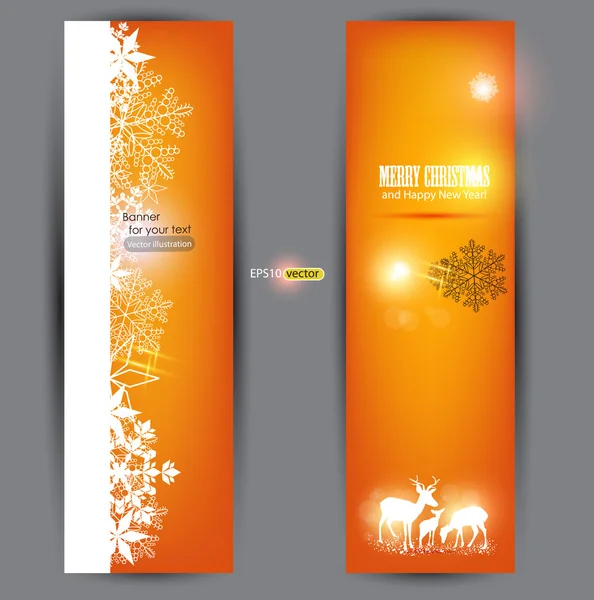 Elegantes banderas de Navidad con ciervos. Ilustración vectorial con p — Vector de stock