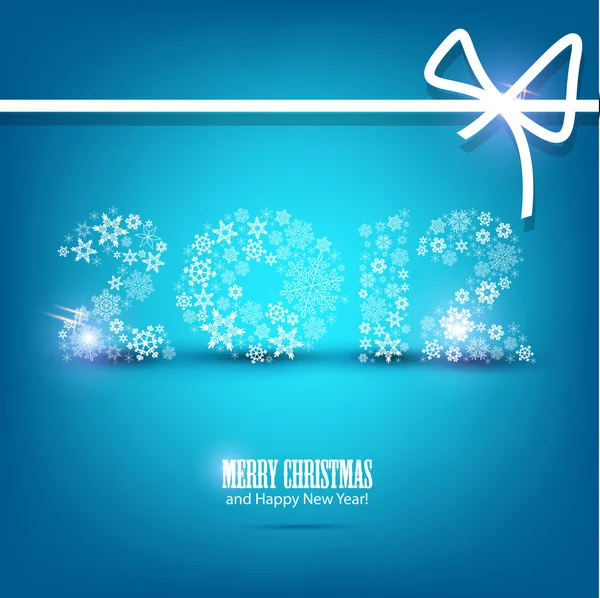 Vector New Year card 2012 made from snowflakes. Christmas backgr — Stock Vector