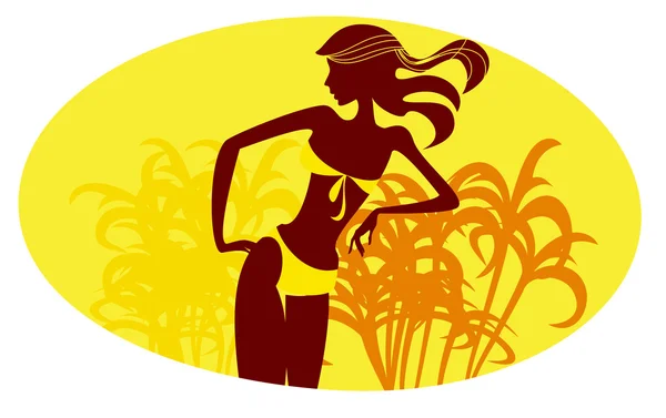 Mädchen im gelben Bikini — Stockvektor