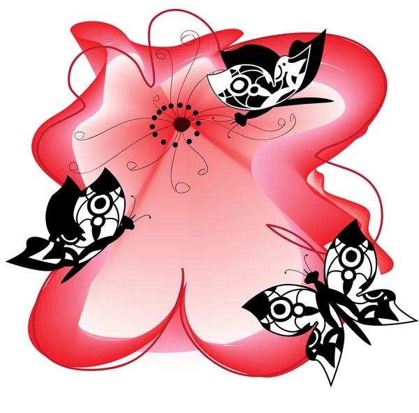 Parlak çiçek ve kelebek — Stok Vektör