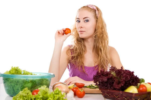 Žena se zeleninou — Stock fotografie