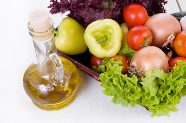 Zelenina a olej — Stock fotografie