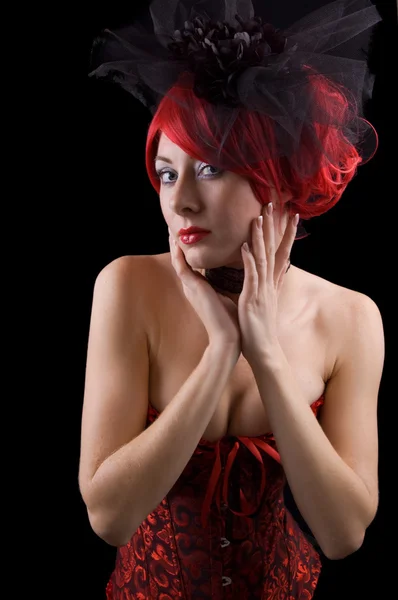 コルセットの赤毛の女 — ストック写真
