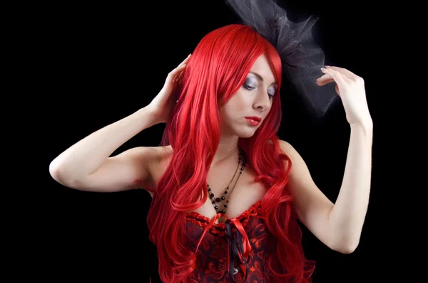 Gothic woman with red hair — Stock Photo, Image