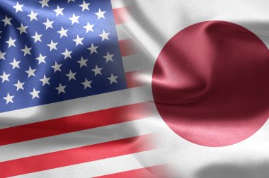 Flags of the United States and the Japan.