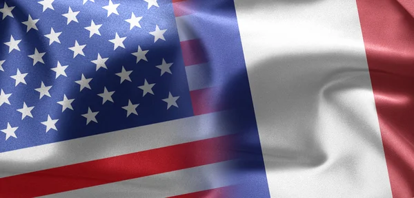 Flaggen der Vereinigten Staaten und Frankreichs. — Stockfoto