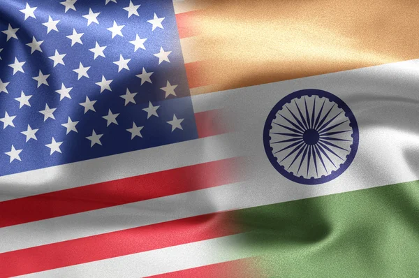 stock image Flags of the United States and the India.