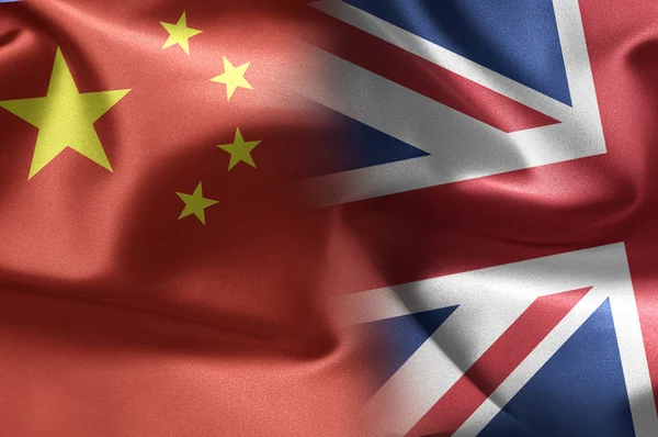 stock image China and UK flags