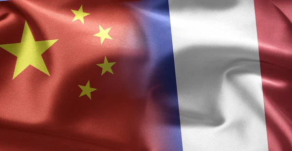 Флаги Китая и Франции — стоковое фото