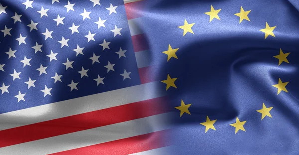 Flags of USA and Europe — Stock Photo, Image