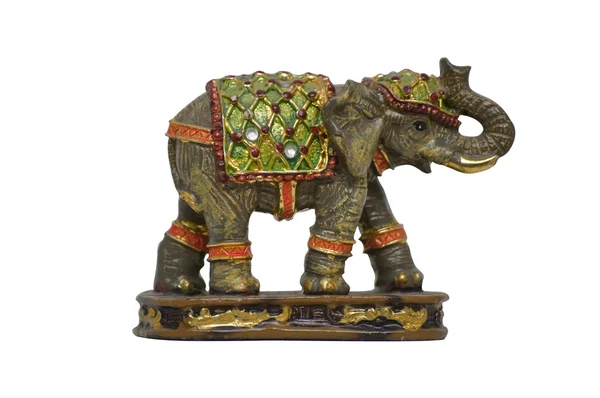 Statyett av elefant på vit bakgrund. — Stockfoto