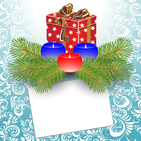 Bougies et boîte cadeau . — Image vectorielle