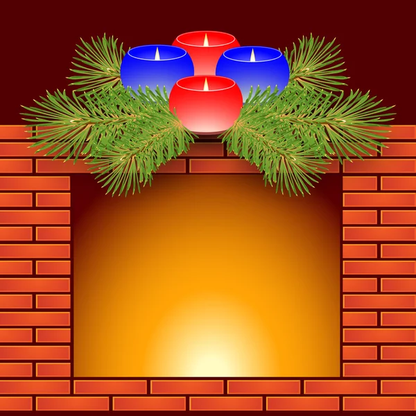 Cheminée et bougies de Noël — Image vectorielle