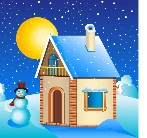 Maison de campagne hiver — Image vectorielle