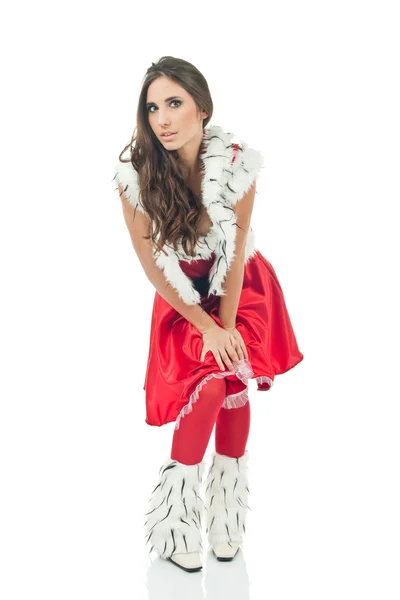 Donna sexy in costume di Natale — Foto Stock