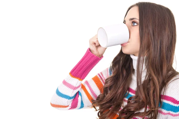 Donna che beve tè — Foto Stock
