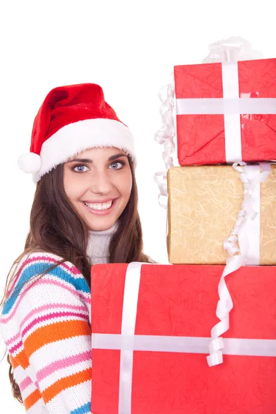 Mujer de Navidad con regalo —  Fotos de Stock