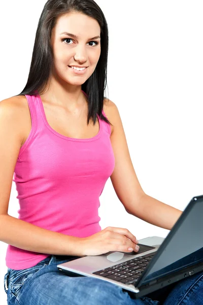 Student meisje met laptop — Stockfoto