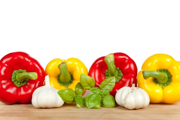 Four peppers with spices — Stock Photo, Image