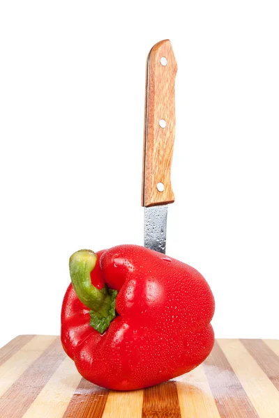 Paprika rouge et couteau — Photo