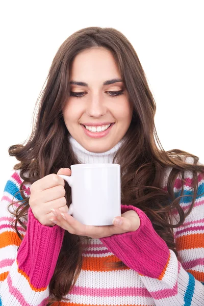 Sıcak çay bardağı olan kız — Stok fotoğraf