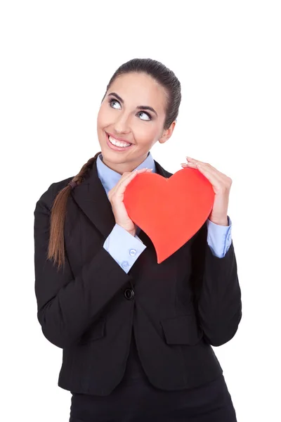 Business woman holding hjärta — Stockfoto