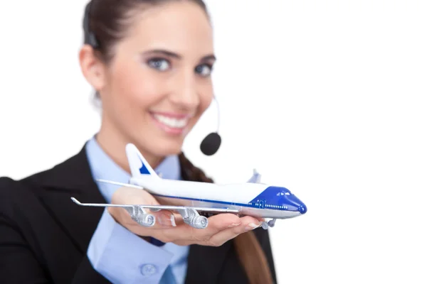 Operator with information about flying plan — Stock Photo, Image