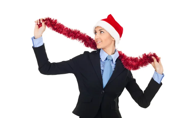 Mujer de negocios de Navidad celebrando —  Fotos de Stock