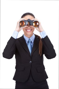 Businesswoman using binoculars clipart