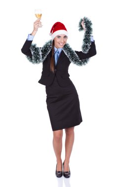 Businesswoman celebrating new year clipart