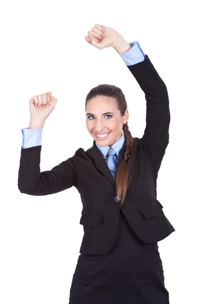 ビジネスの女性を祝う勝利 — ストック写真