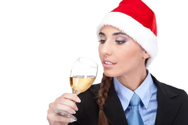 Donna d'affari che beve champagne — Foto Stock