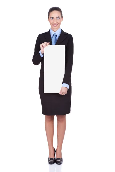 Businesswoman with banner — Stock Photo, Image