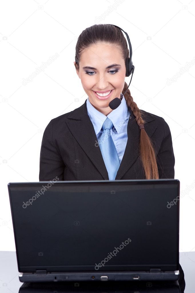 Operator works on computer