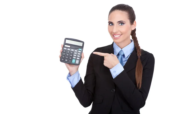 Empresária com calculadora — Fotografia de Stock