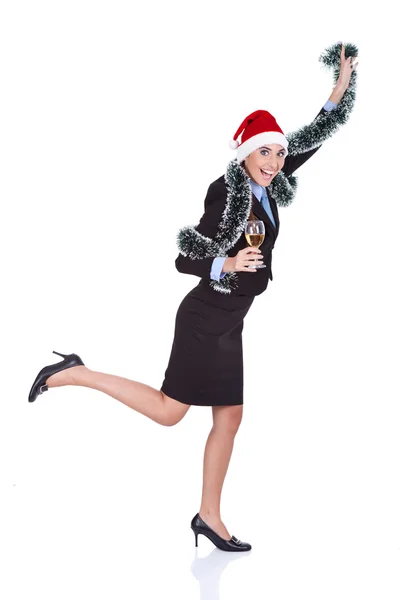 Babbo Natale divertente donna d'affari — Foto Stock